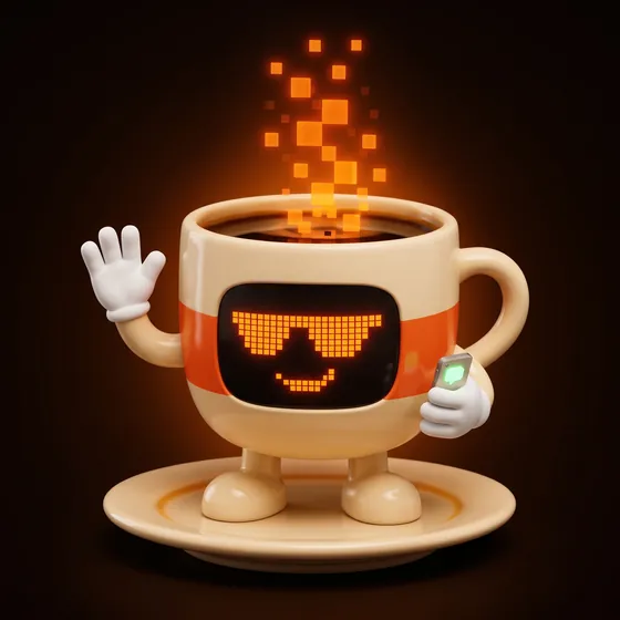 Kopi-O, the Kopi Pixel mascot, waving