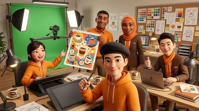 The creative studio designing ads and videos (AI image)
