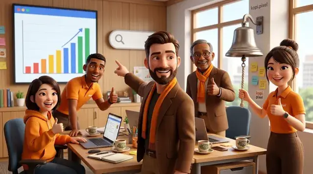 The Google Ads team celebrating a campaign result (AI image)