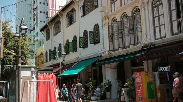Shophouses and small shops on a Singapore street