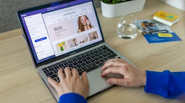 Online shop open on a laptop