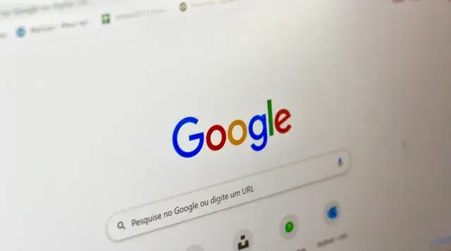 Google search home page on a screen